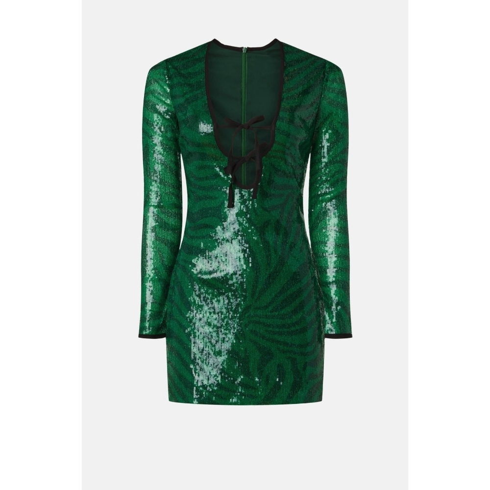 The Wof Gang Green Sequin Long Sleeve Dress - Picture 1 of 14